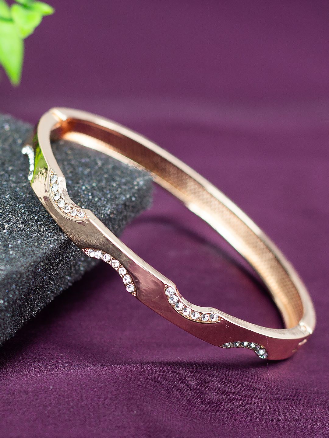 

PRIVIU American Diamond Rose Gold-Plated Stainless Steel Bangle-Style Bracelet