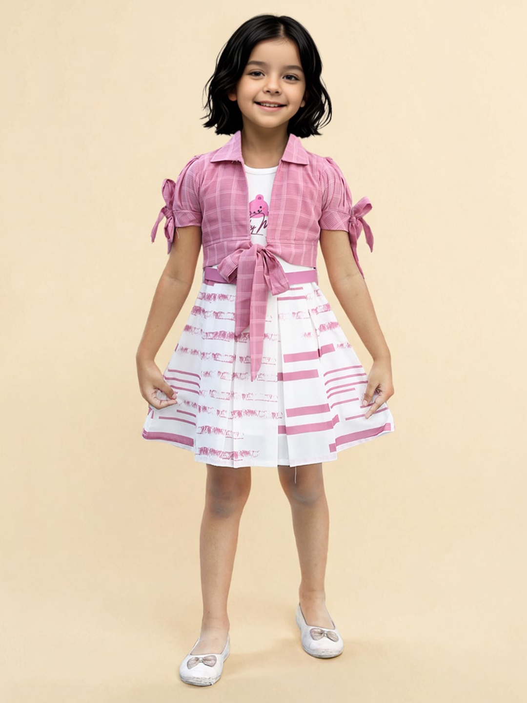 

Toonyport Girls Flutter Sleeve Striped Fit & Flare Dress, Multi