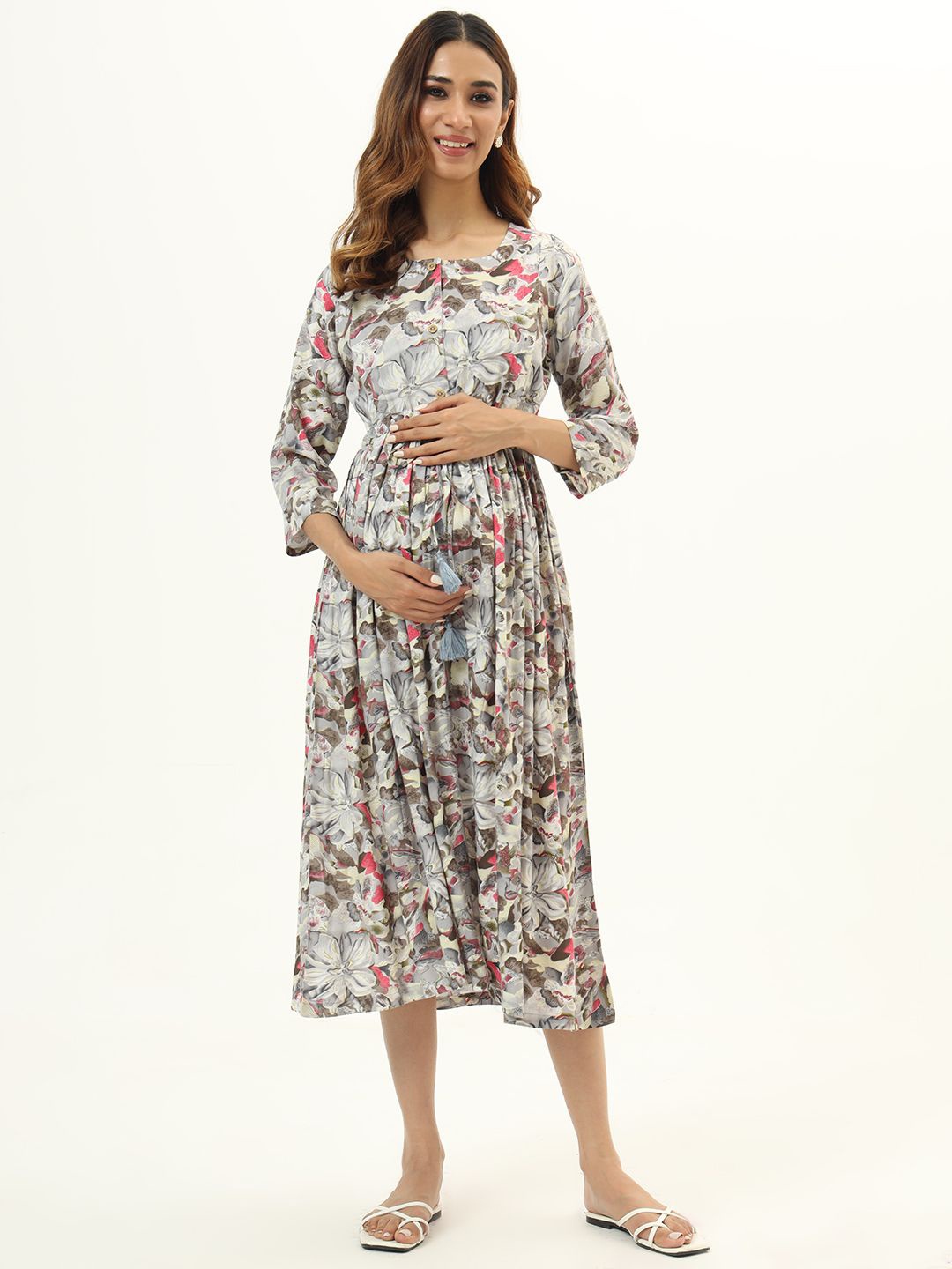 

mumzhug Printed Maternity Dress, Grey