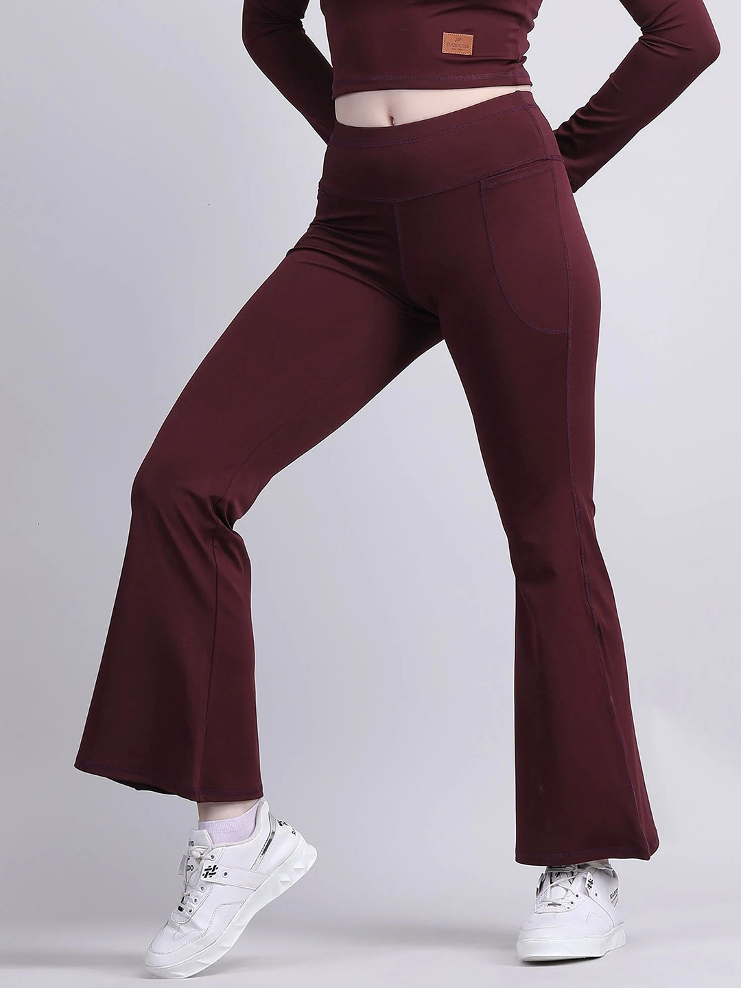 

Raxedo Straight Cut Flared Trouser, Maroon