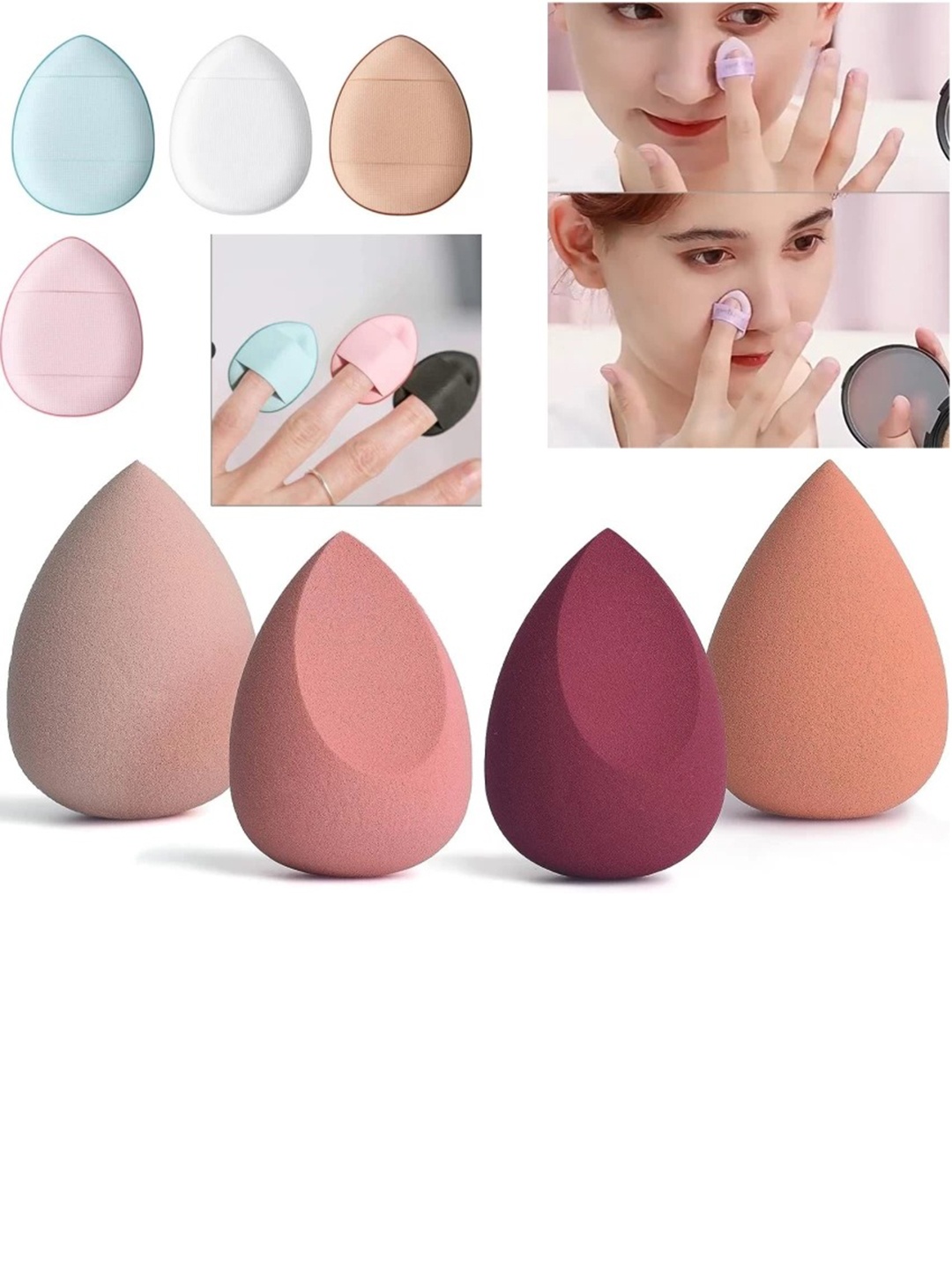 

Facejewel Set Of 8 Finger Sponge & Pizza Puff, Pink