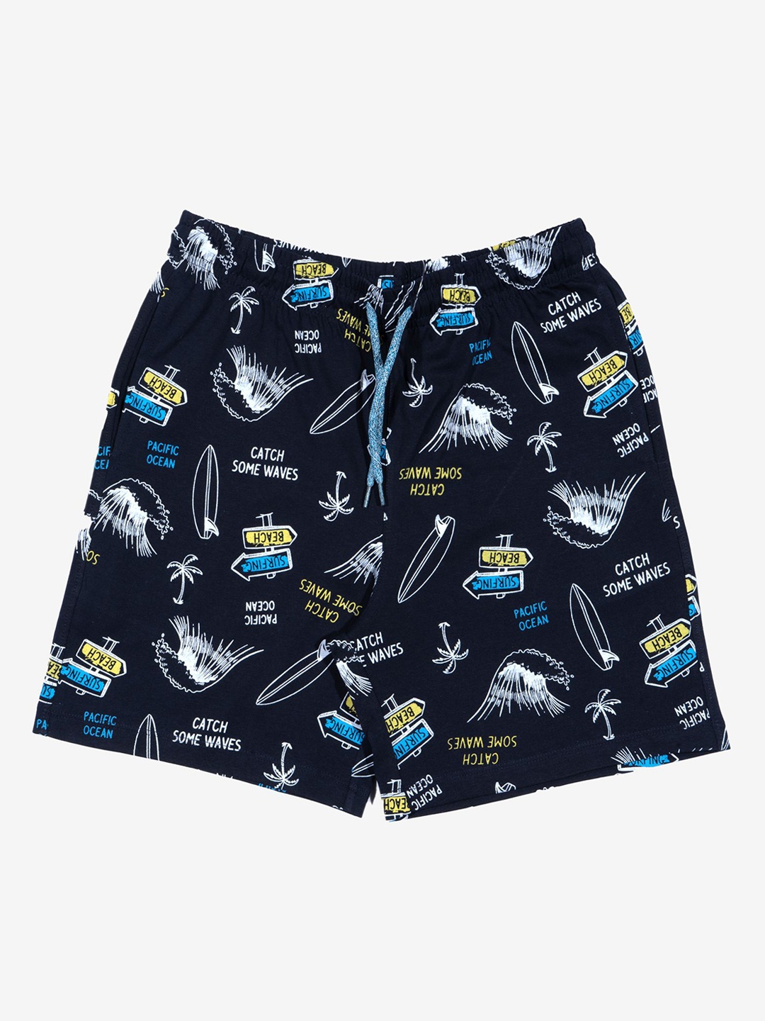 

Bodycare Kids Boys Conversational Printed Mid-Rise Cotton Shorts, Navy blue