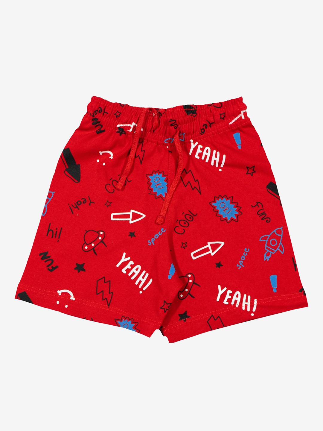 

Bodycare Kids Boys Typography Printed Mid-Rise Cotton Casual Shorts, Red