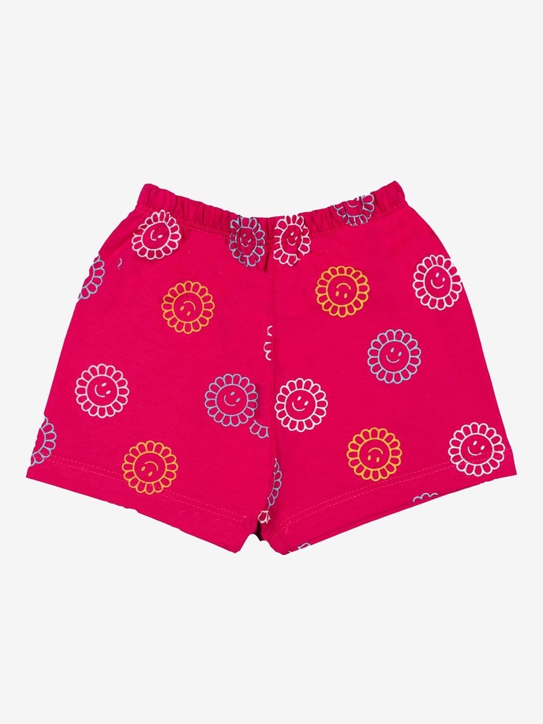 Bodycare Kids Girls Floral Printed Mid-Rise Cotton Shorts, Fuchsia