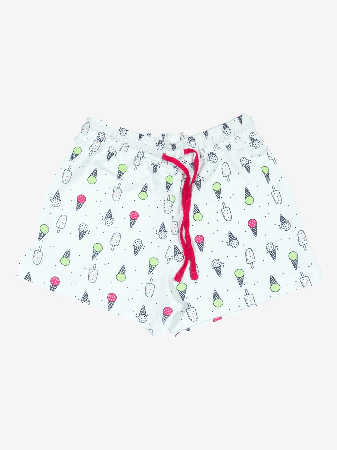 

Bodycare Kids Girls Conversational Printed Mid-Rise Cotton Casual Shorts, White