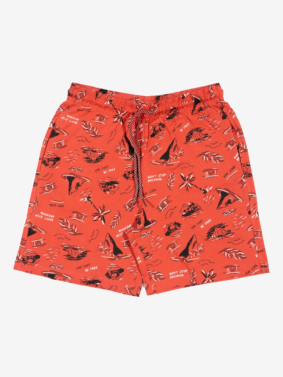 

Bodycare Kids Boys Conversational Printed Mid-Rise Cotton Shorts, Red