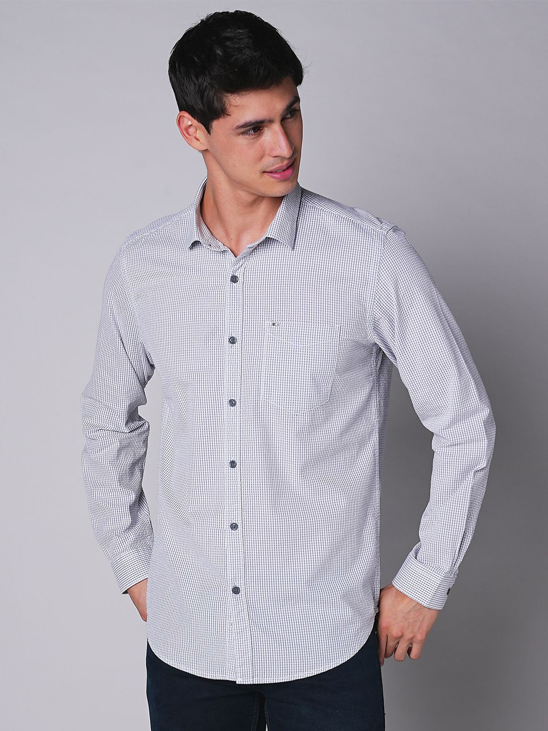 

MOZZO Men Slim Fit Opaque Printed Casual Shirt, Grey