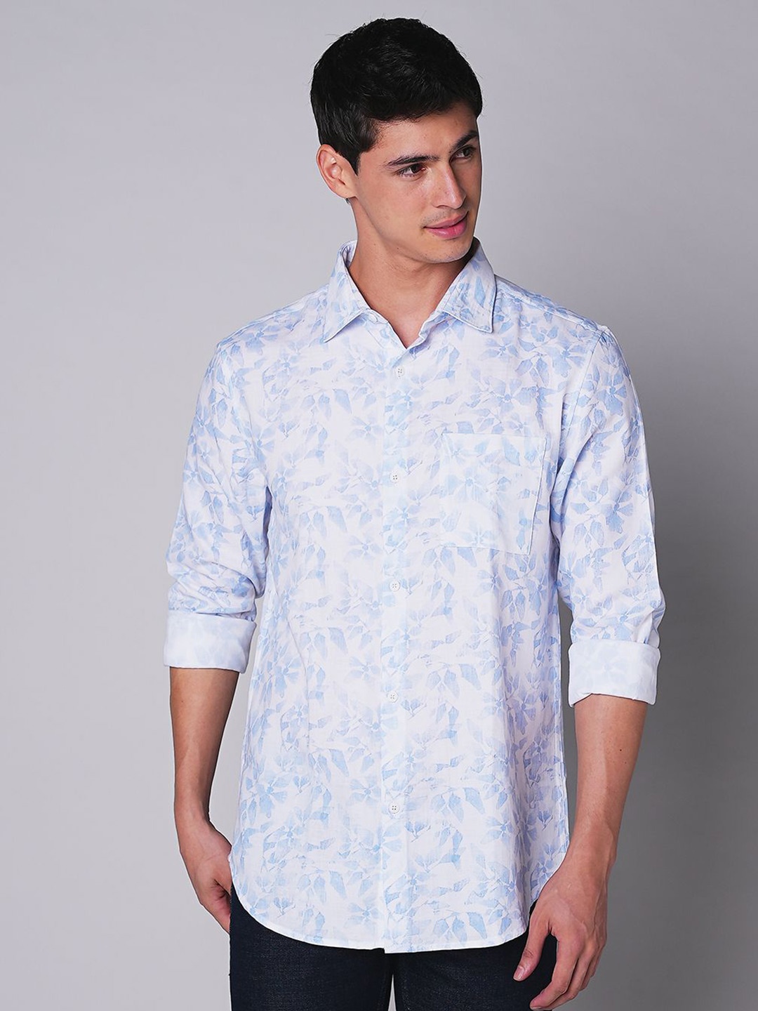 

MOZZO Men Slim Fit Floral Opaque Printed Casual Shirt, Blue