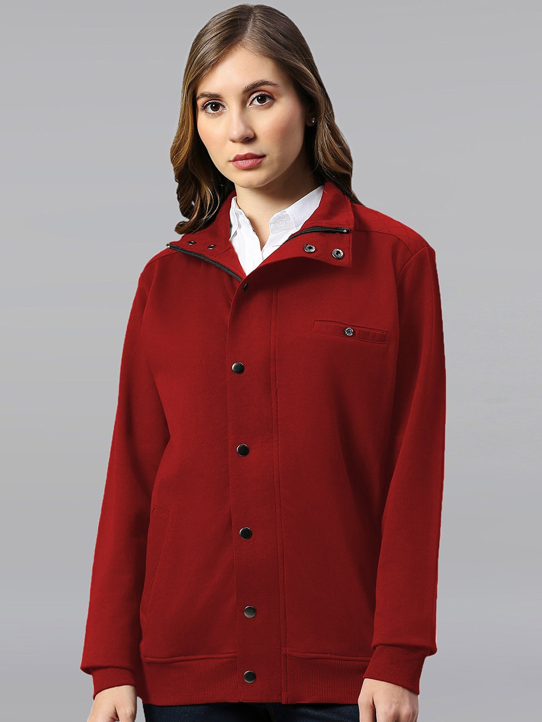 

Dream of Glory Inc Women Lightweight Longline Outdoor Tailored Jacket, Maroon