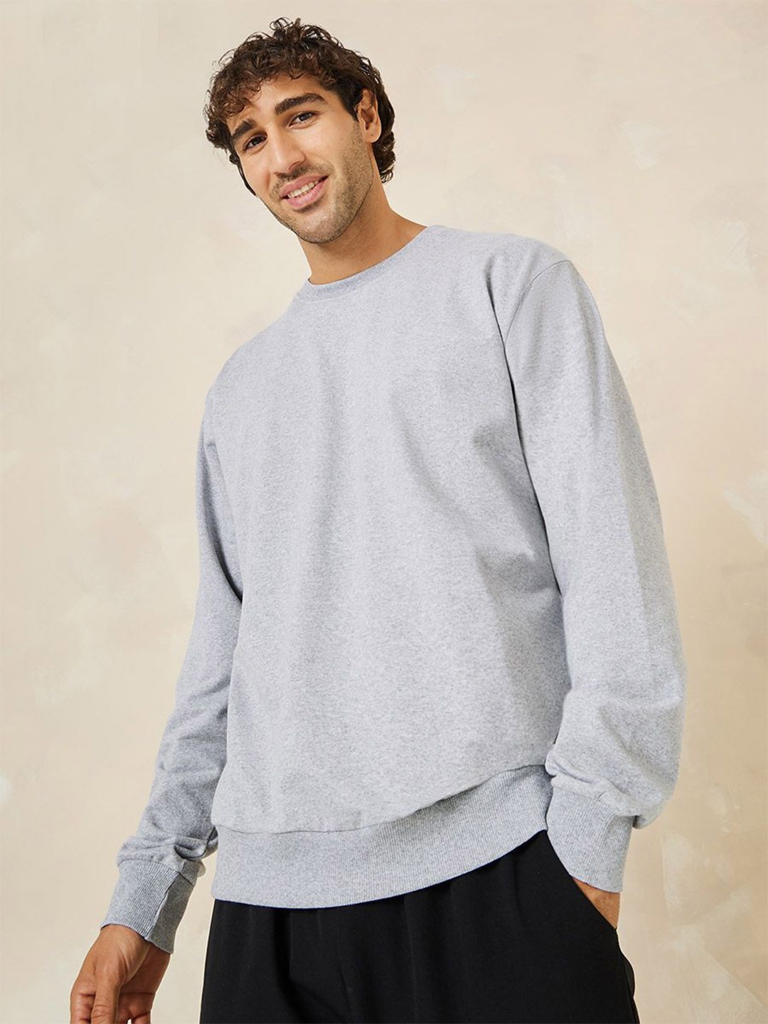 

Styli Men Relaxed Fit Terry Sweatshirt, Grey