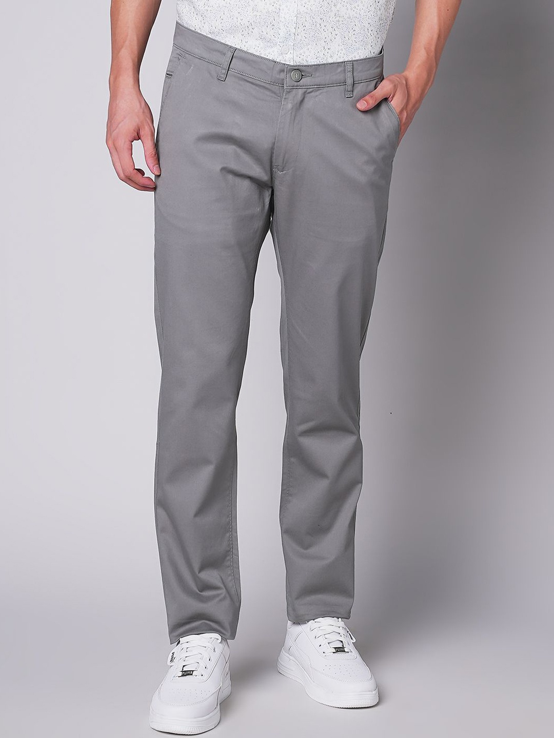 

MOZZO Men Slim Fit Chinos Trousers, Grey