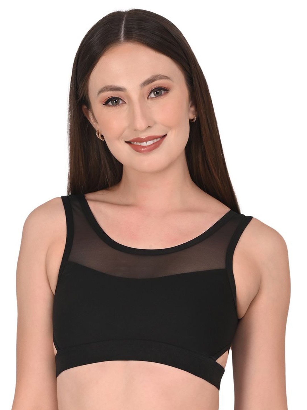 

R Cube Non Padded Full Coverage Workout Bra - All Day Comfort, Black