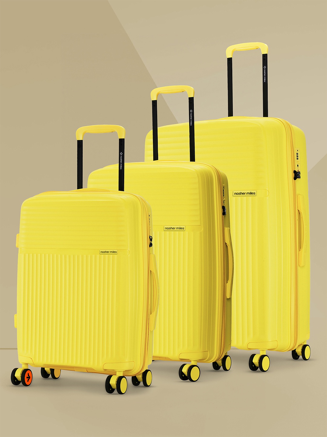 Krabi Expander TSA Lock Polypropylene Small-Medium-Large Yellow Trolley Bags (55-65-75 cm)