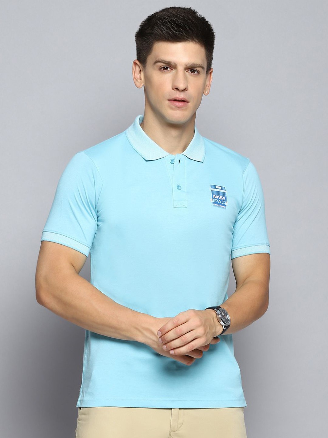 

Cloak & Decker by Monte Carlo Men Solid Polo Collar T-shirt, Blue
