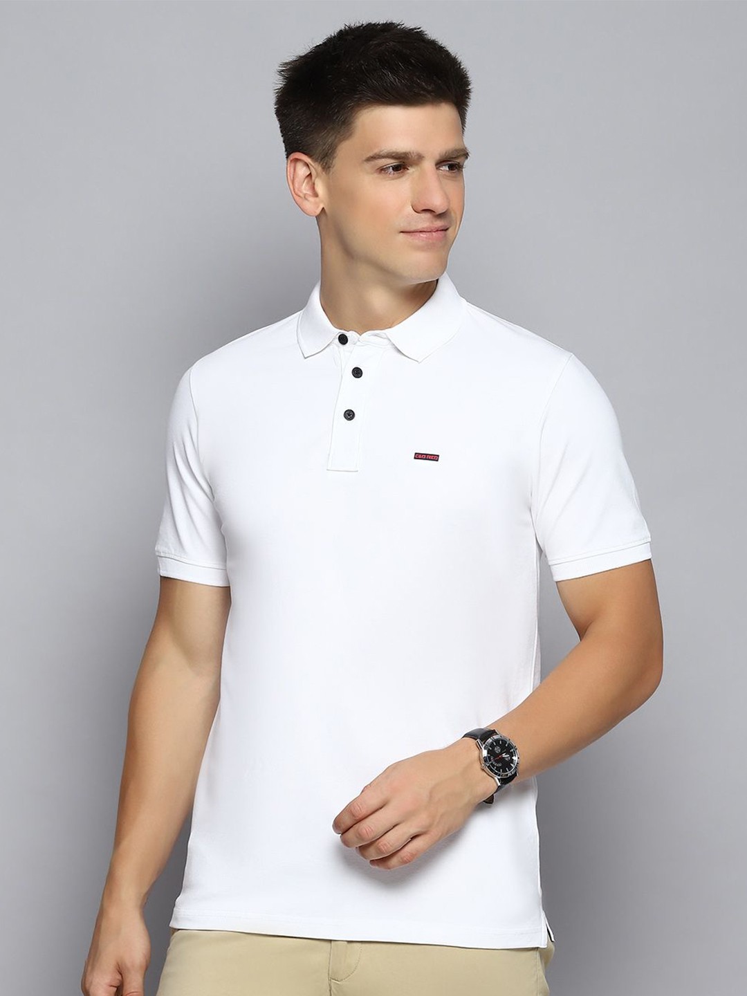 

Cloak & Decker by Monte Carlo Men Solid Polo Collar T-shirt, White