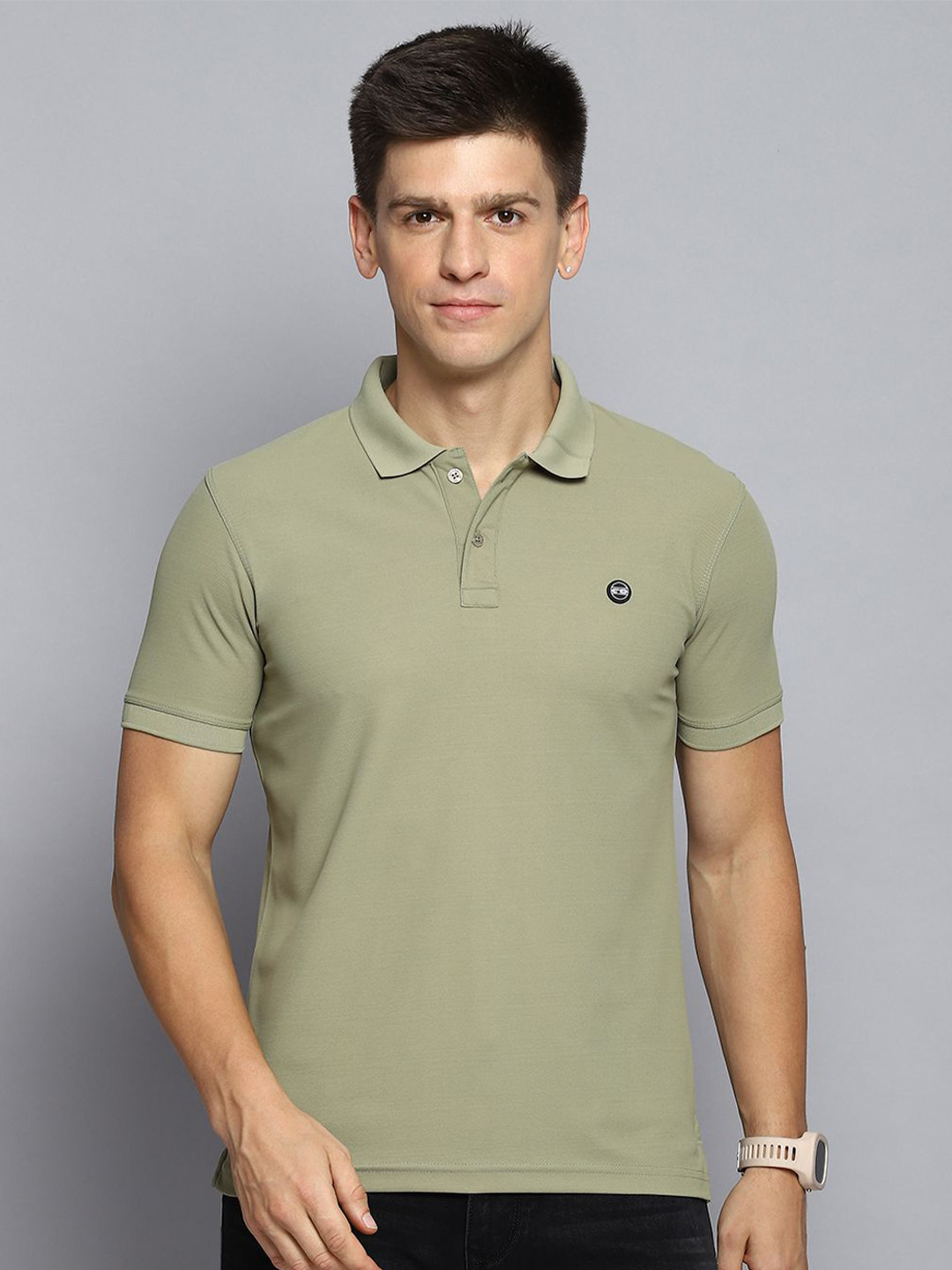 

Cloak & Decker by Monte Carlo Men Solid Polo Collar T-shirt, Olive