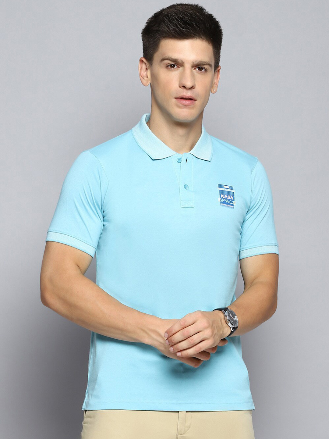 

Cloak & Decker by Monte Carlo Men Solid Polo Collar T-shirt, Blue