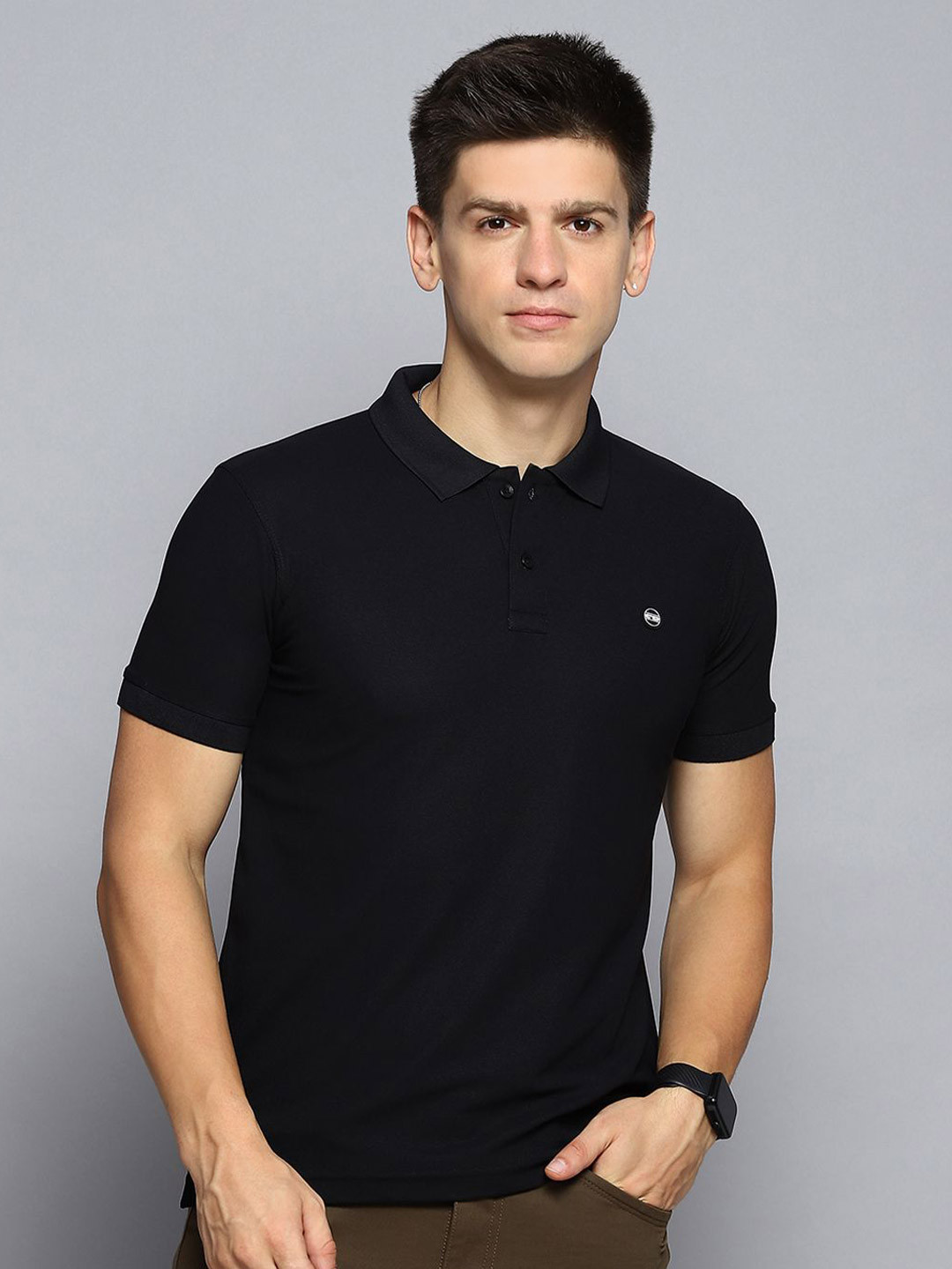 

Cloak & Decker by Monte Carlo Men Solid Polo Collar T-shirt, Black