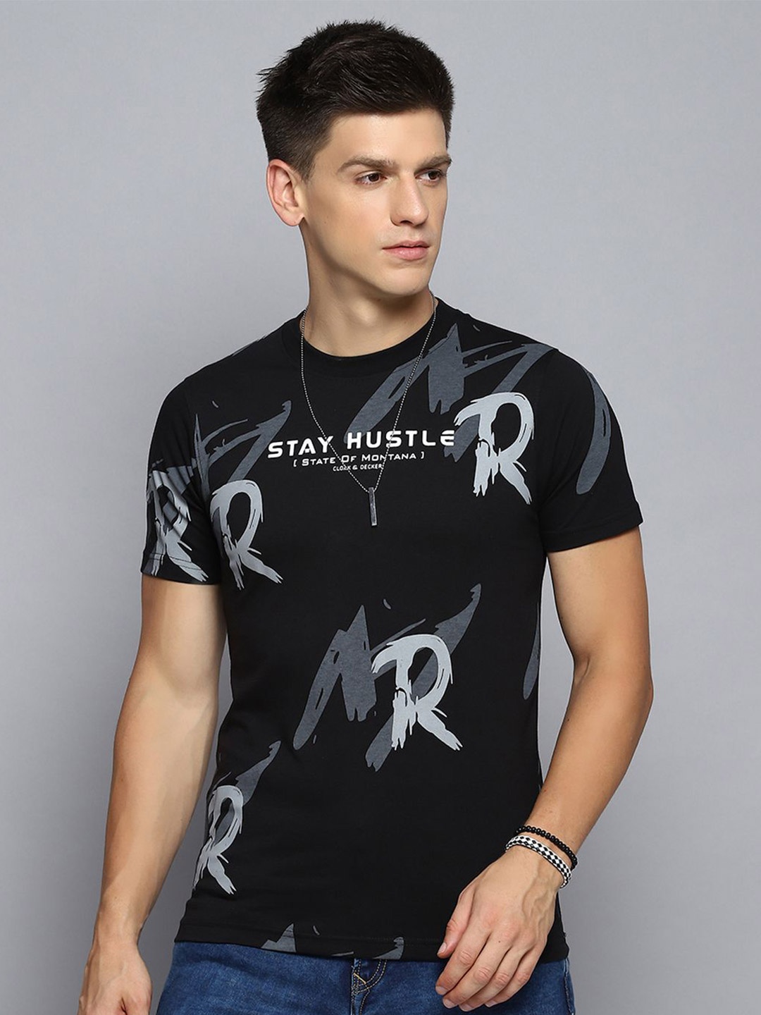 

Cloak & Decker by Monte Carlo Men Typography Printed Round Neck T-shirt, Black