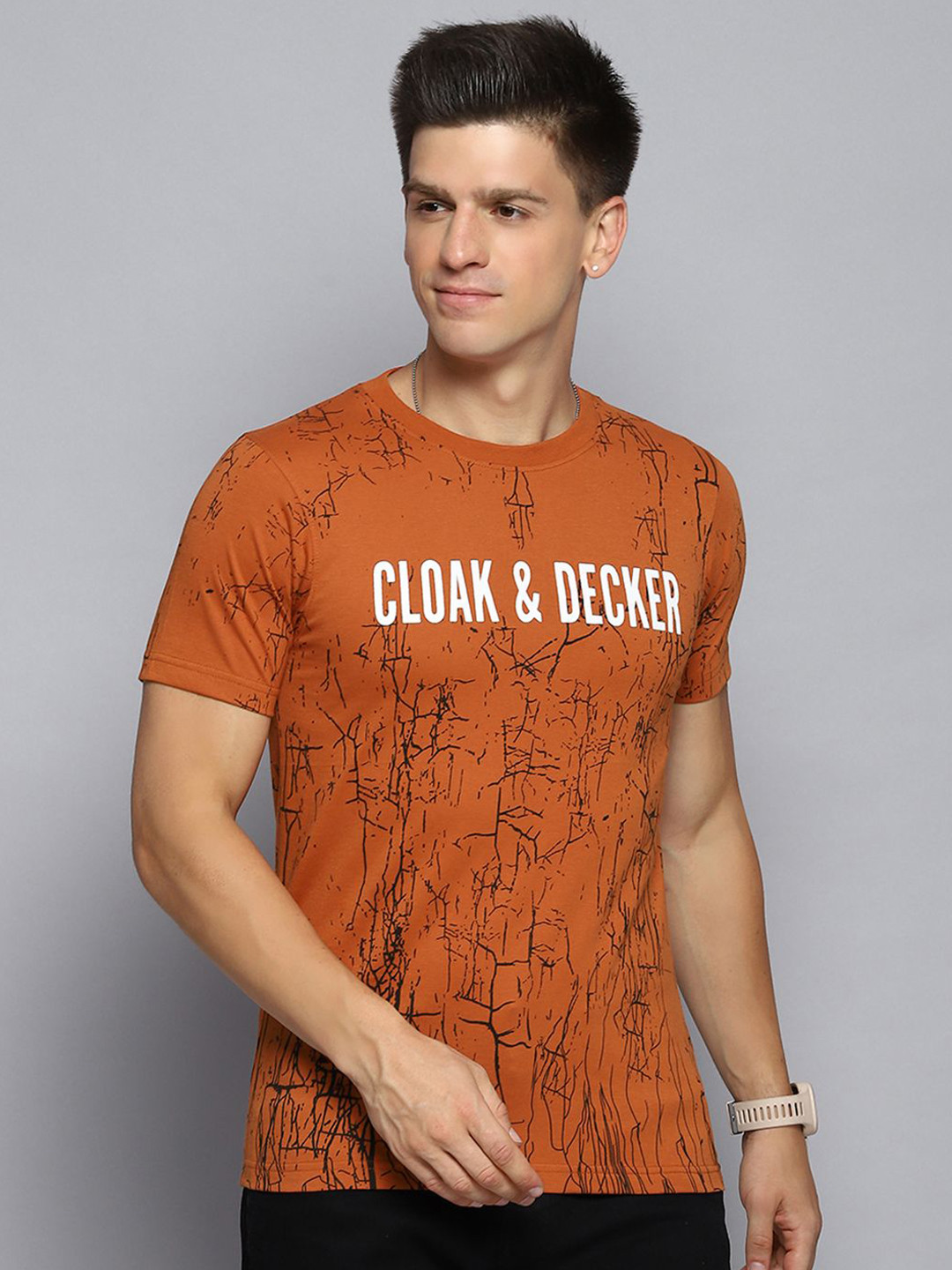 

Cloak & Decker by Monte Carlo Men Typography Printed Round Neck T-shirt, Rust