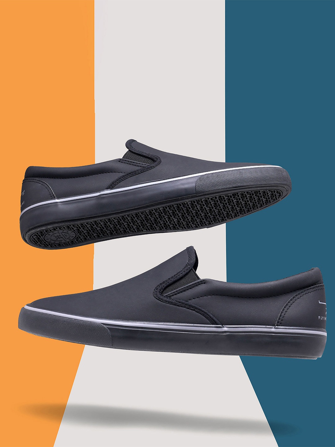 

Flying Machine Men Round Toe Comfort Insole Textile Slip-On Sneakers, Black