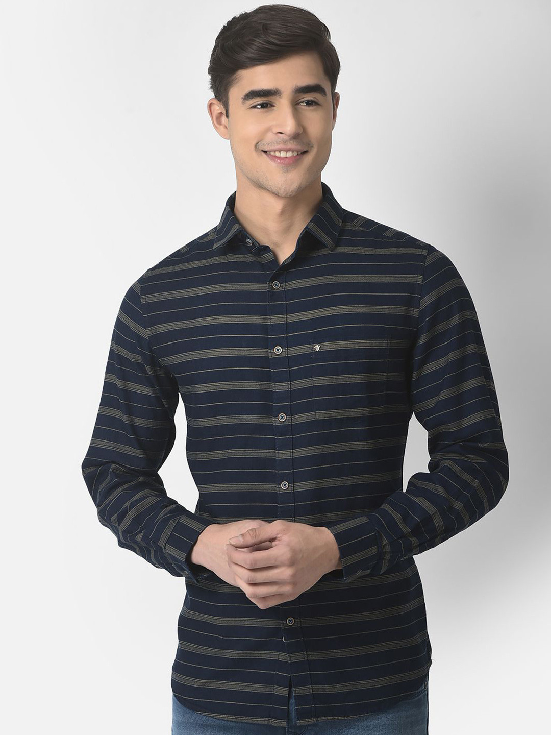 

Turtle Men Striped Spread Collar Pure Cotton Casual Shirt, Black