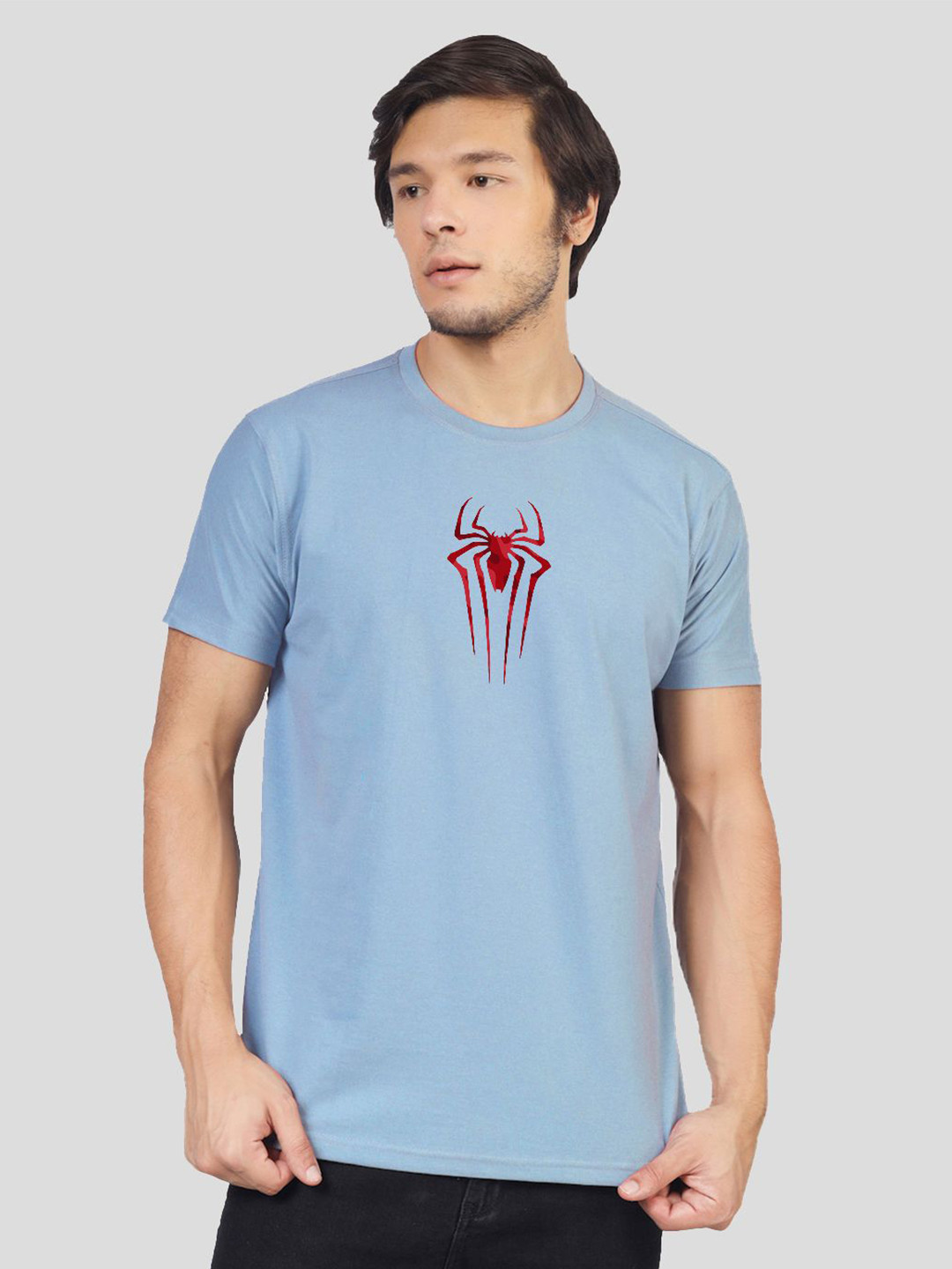 

Greylongg Men Polo Collar Applique T-shirt, Blue