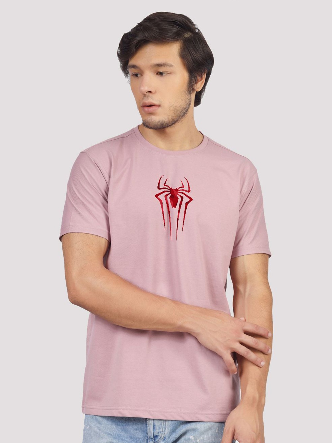 

Greylongg Men Round Neck Graphic Printed T-shirt, Purple