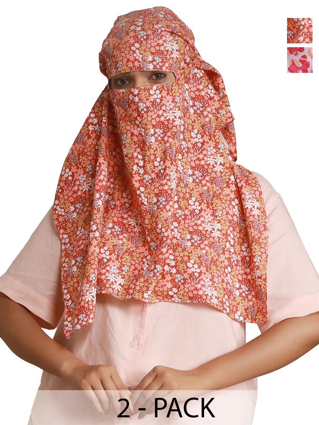 

CrossKulture Women Pack Of 2 Printed Scarves, Orange