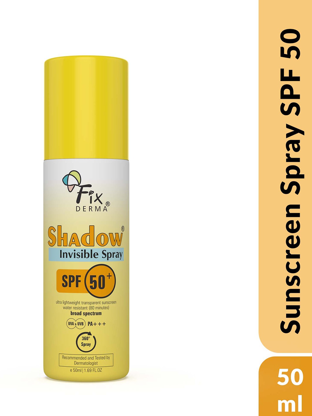 

FIXDERMA Shadow SPF 50+ Invisible PA+++ Sunscreen Spray - 50ml, Yellow