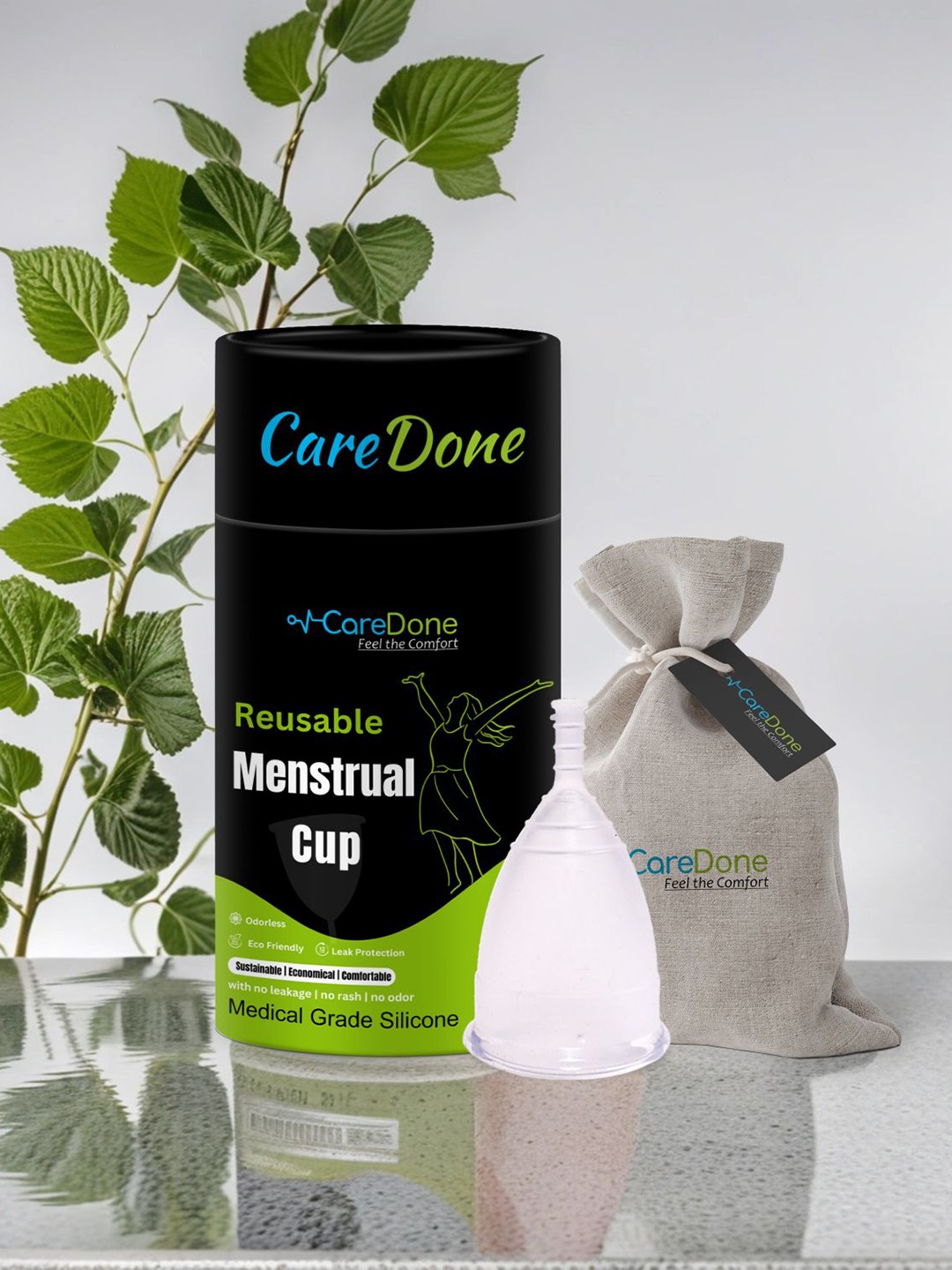 

CareDone Odorless Leak Protection Reusable Menstrual Cup - S, Transparent