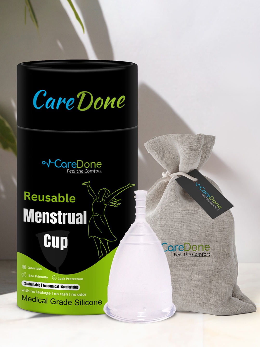 

CareDone Odorless Leak Protection Reusable Menstrual Cup - S, Transparent