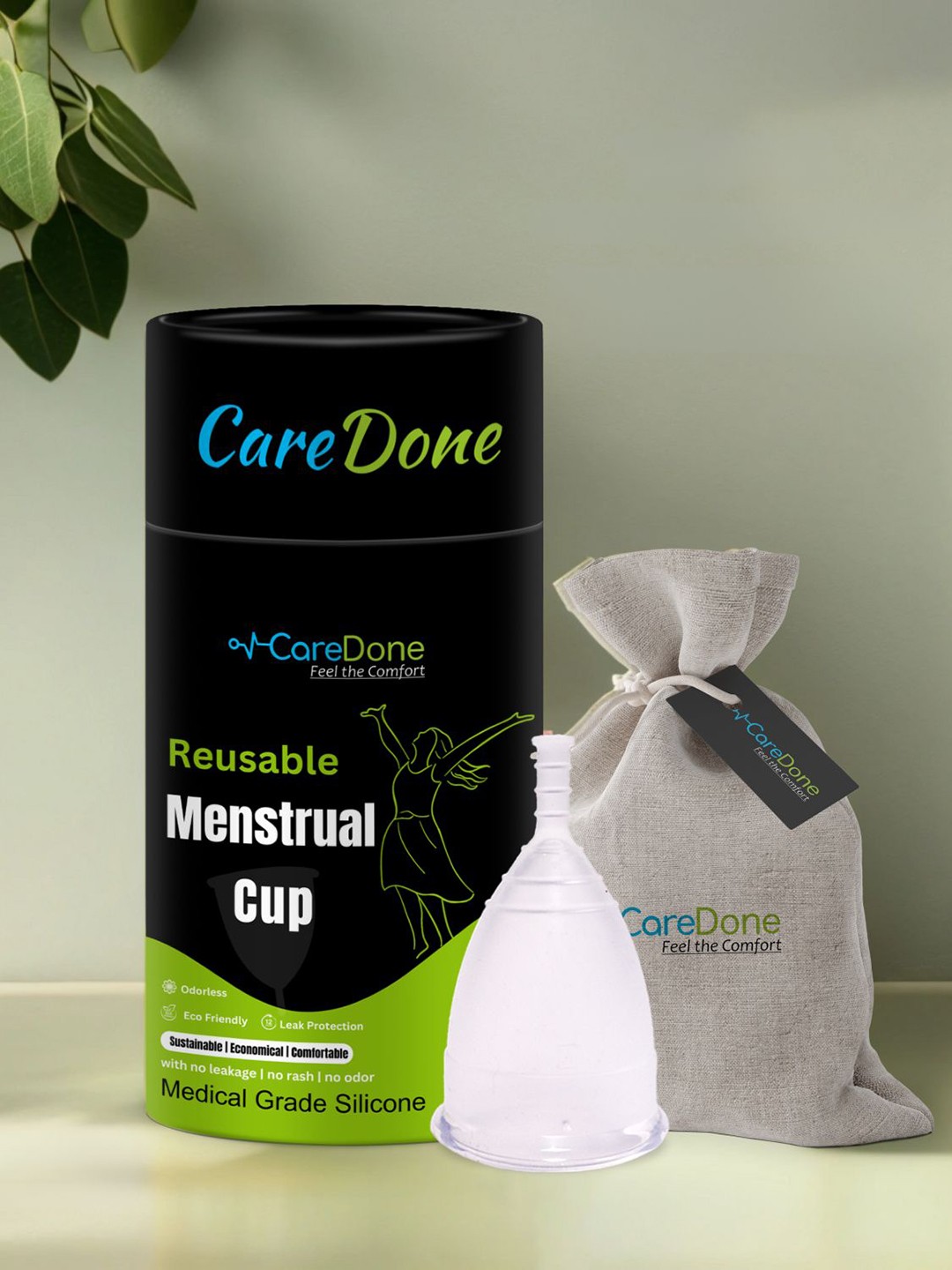 

CareDone Odorless Leakproof Reusable Menstrual Cup - S, Transparent