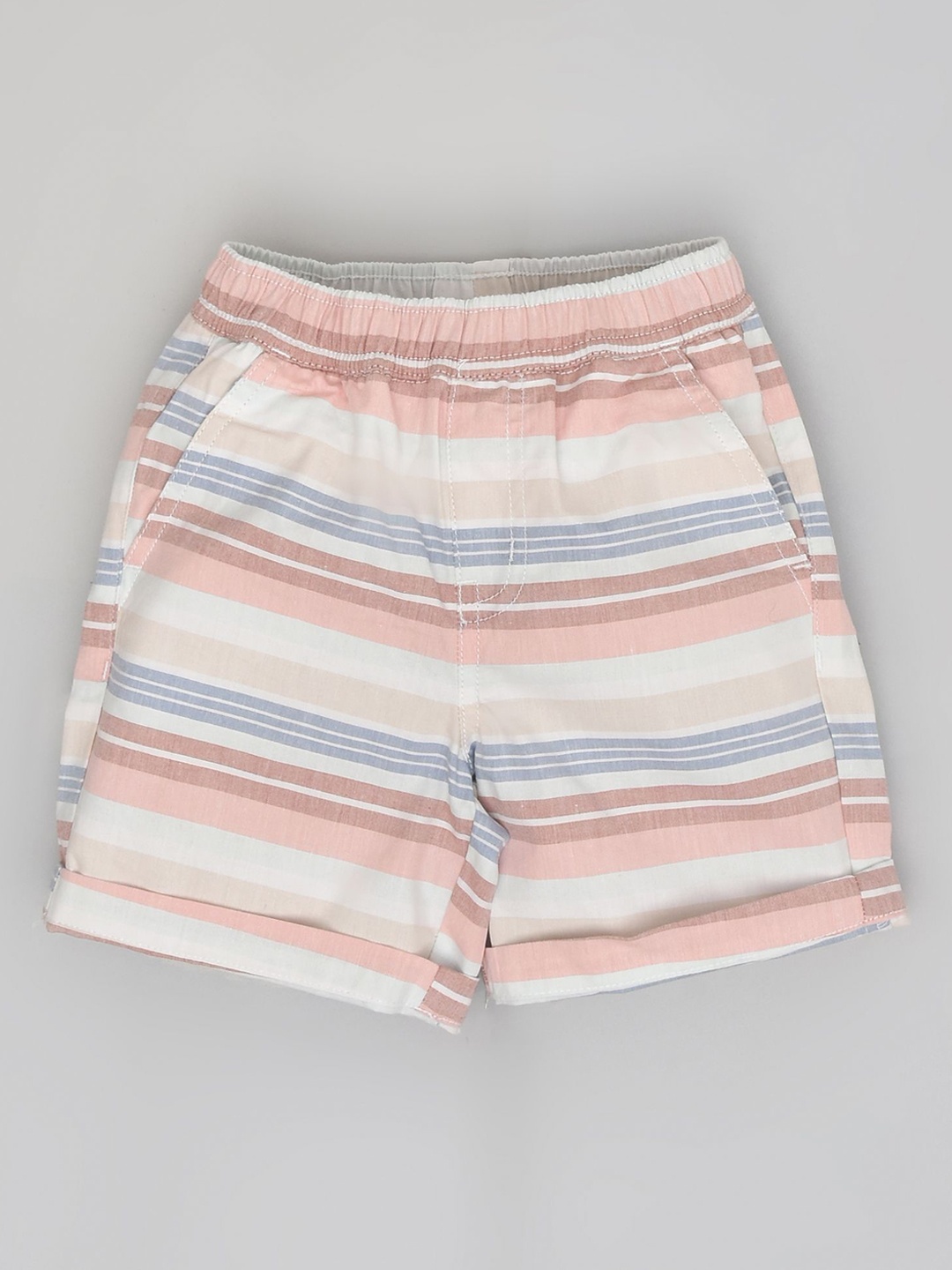 

YOUMAA Boys Striped Pure Cotton Shorts, Peach