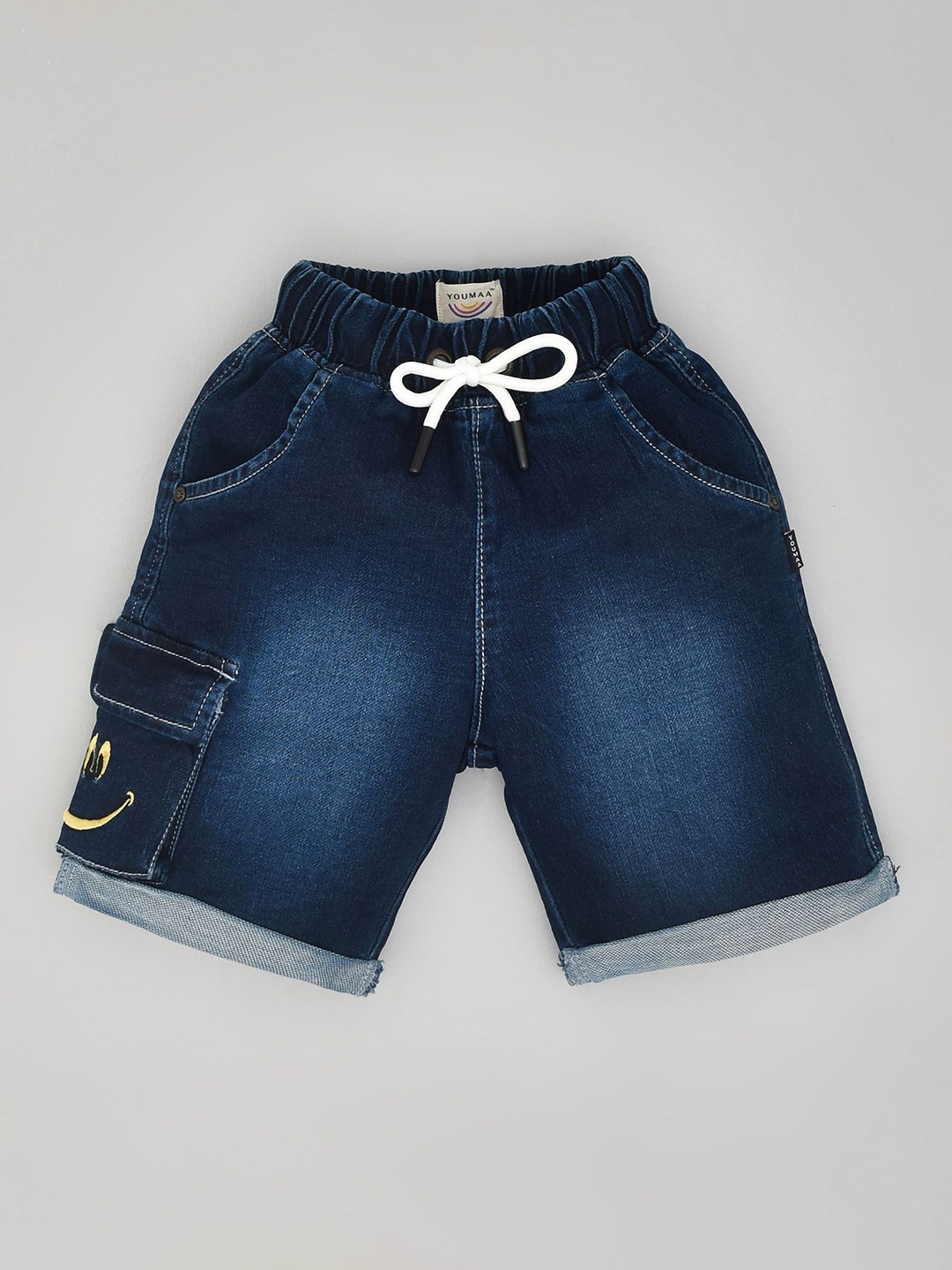 

YOUMAA Boys Pure Cotton Washed Denim Shorts, Blue