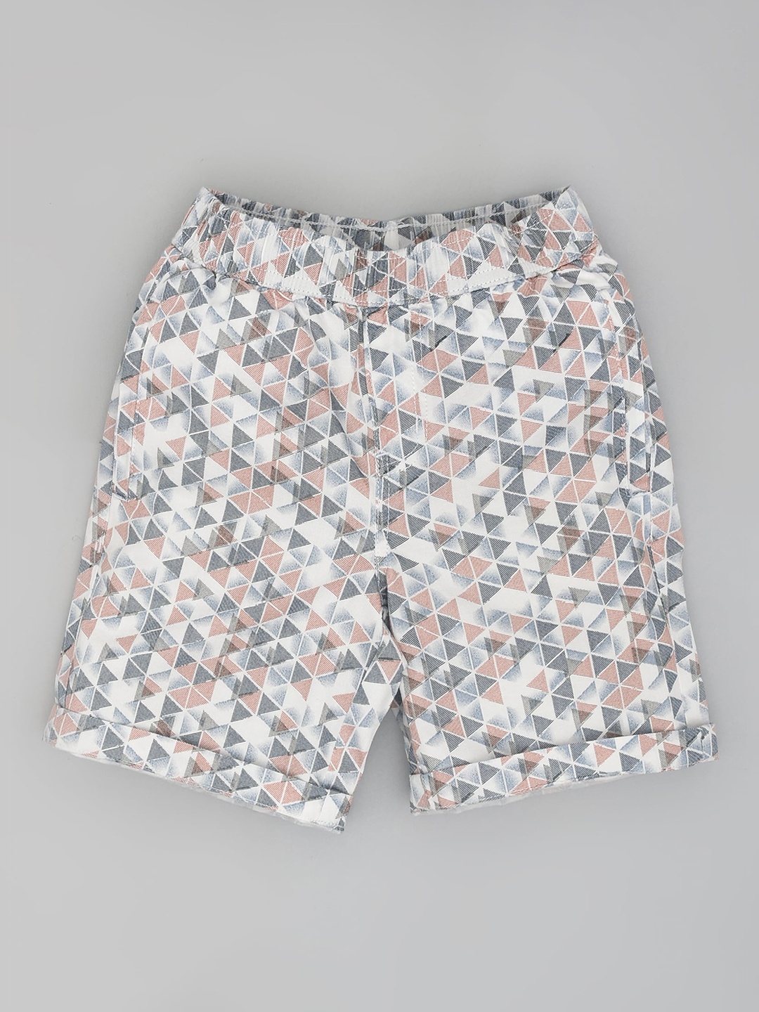 YOUMAA Boys Geometric Printed Pure Cotton Shorts, Blue
