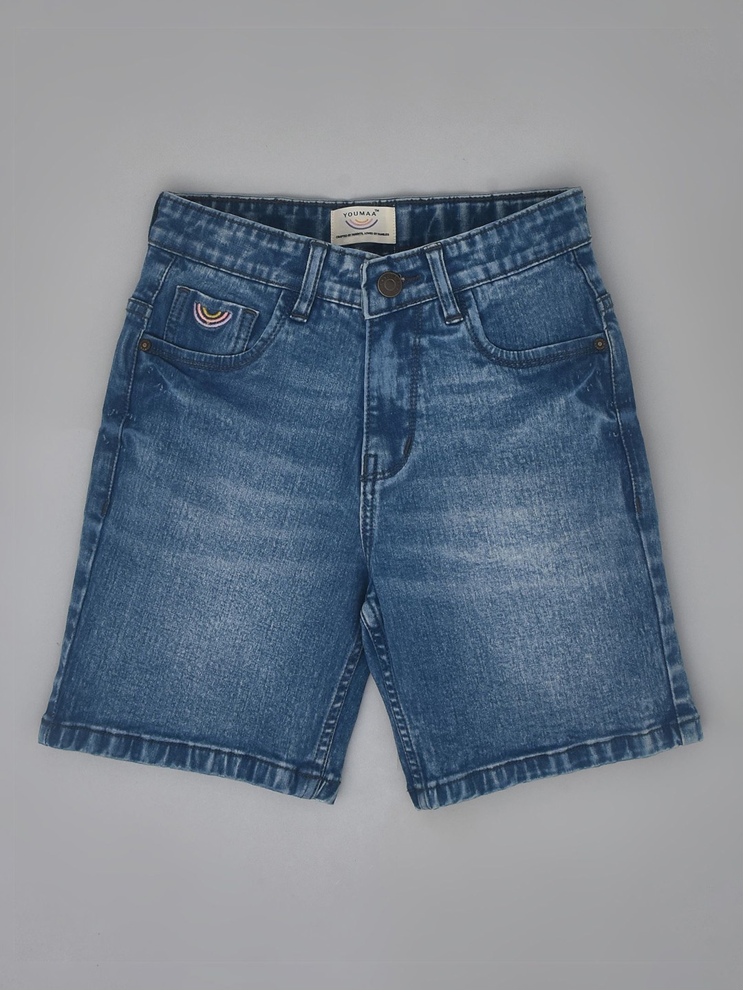 

YOUMAA Boys Washed Pure Cotton Denim Shorts, Blue