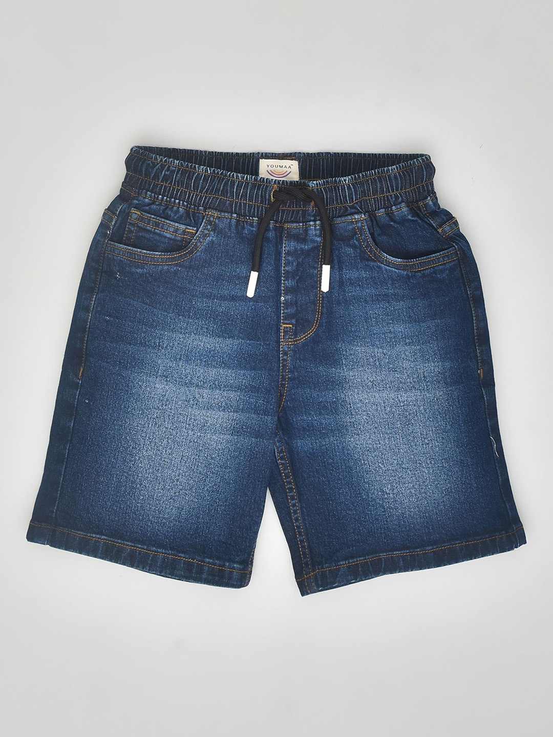 

YOUMAA Boys Pure Cotton Washed Denim Shorts, Blue