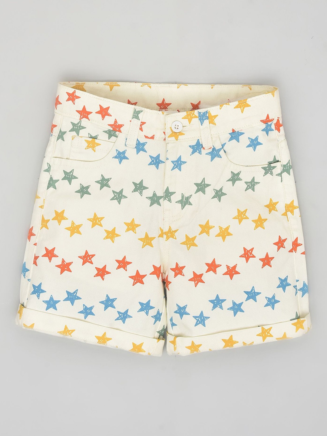 

YOUMAA Kids Conversational Printed Pure Cotton Shorts, White