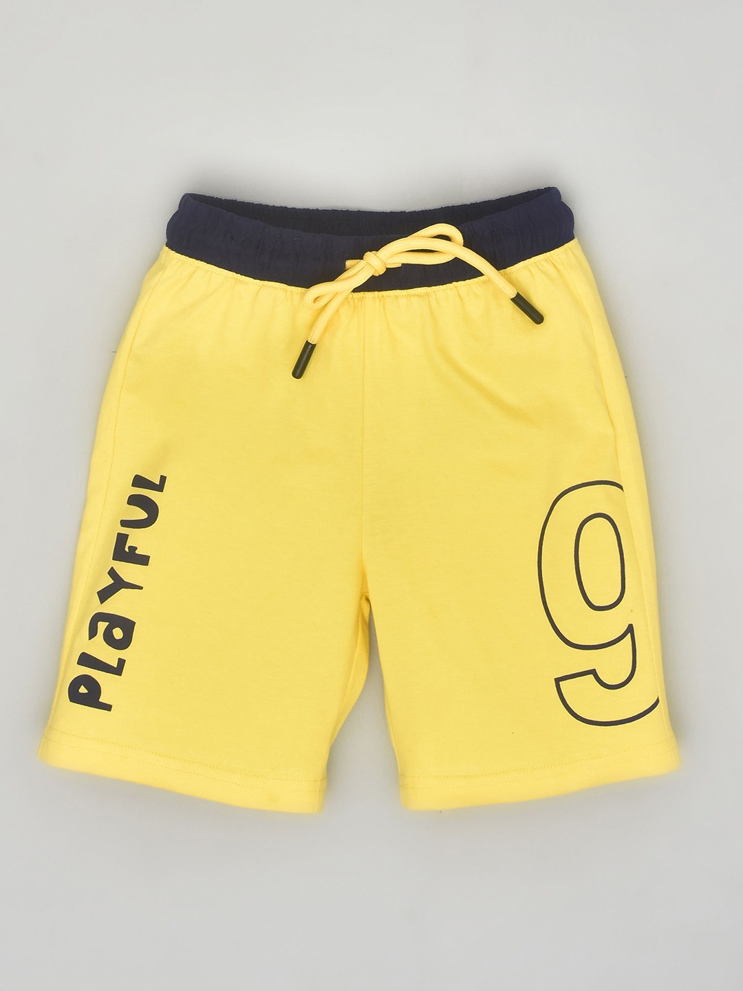 

YOUMAA Boys Typography Printed Pure Cotton Shorts, Yellow