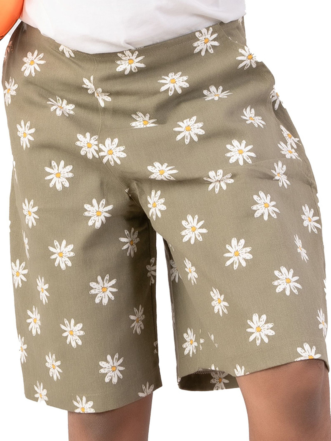 

YOUMAA Girls Floral Printed Pure Cotton Shorts, White