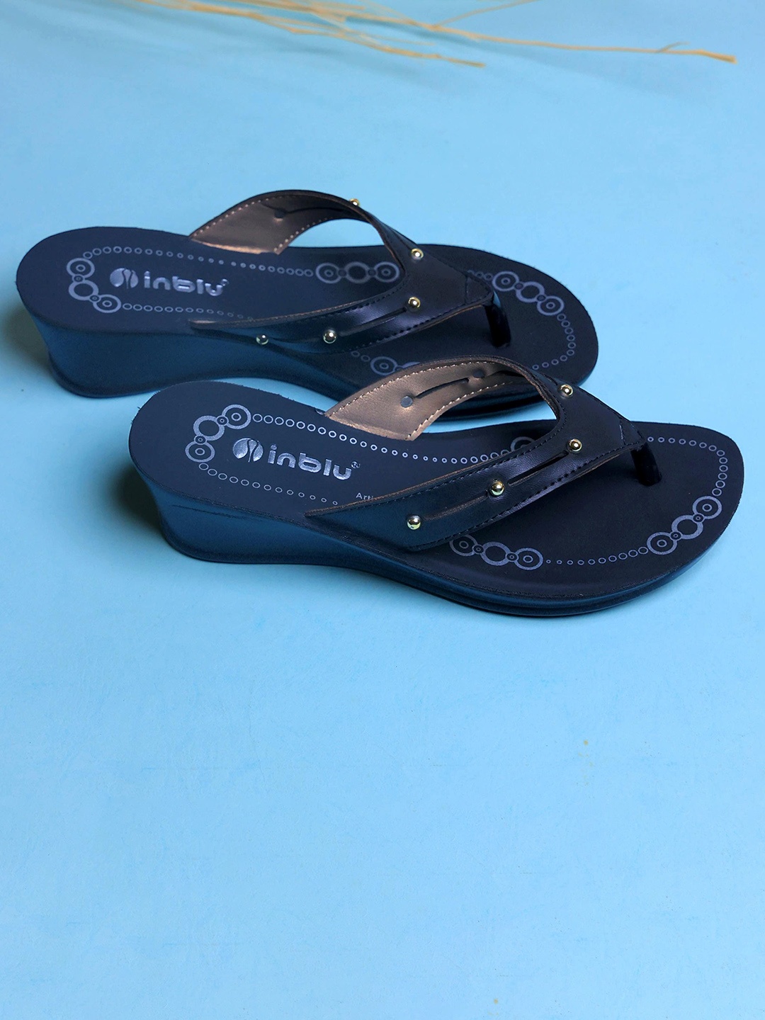 

Inblu Textured Wedge Sandals, Blue