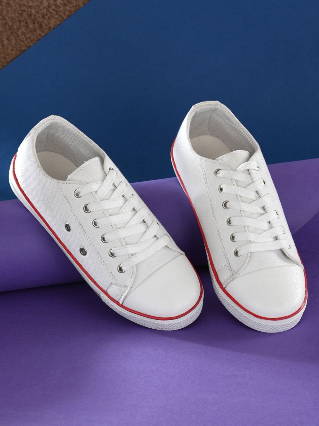

sneakers villa Women Round Toe Comfort Insole Canvas Sneakers, White