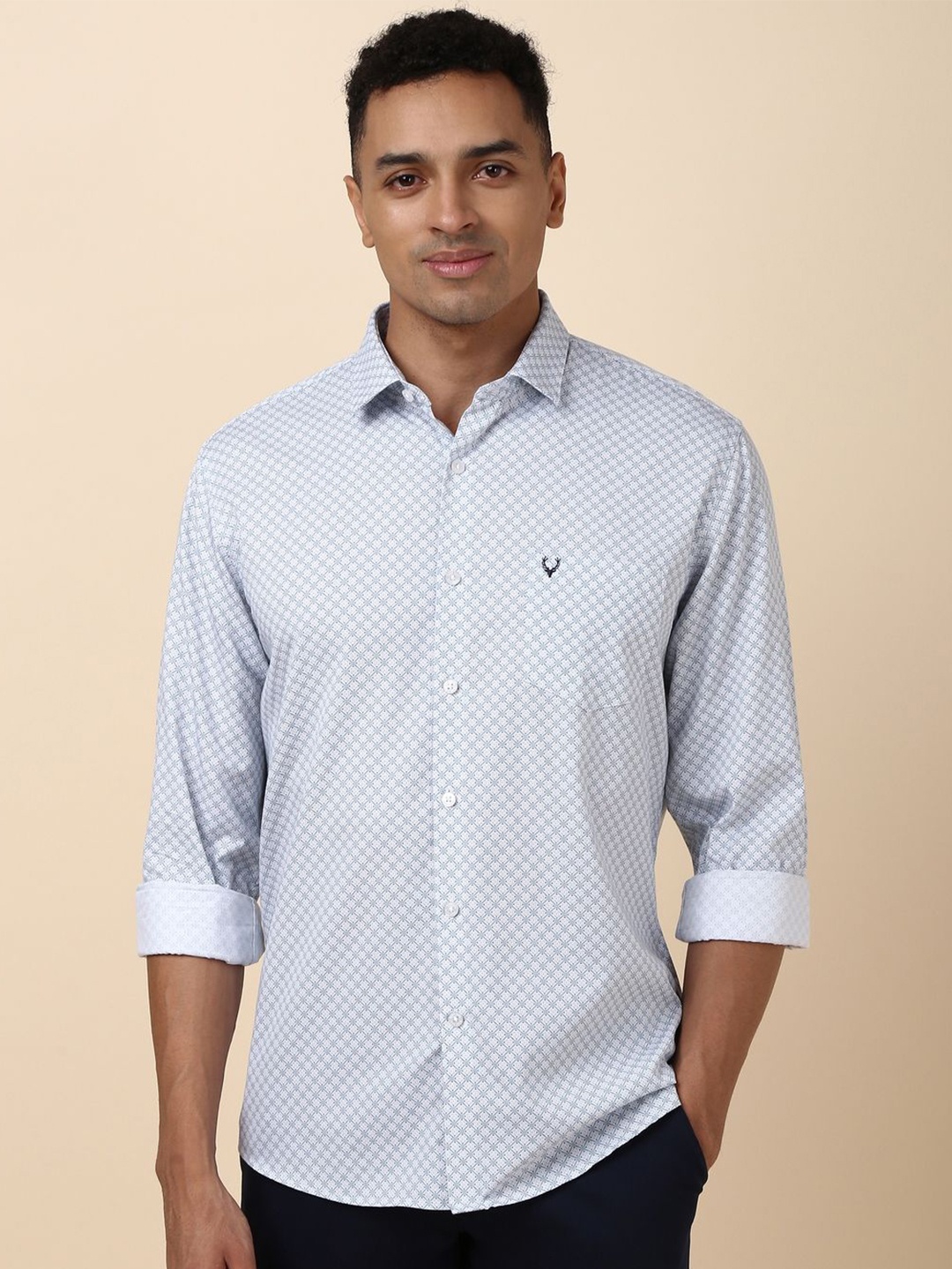 

Allen Solly Men Spread Collar Slim Fit Micro Ditsy Printed Casual Shirt, White