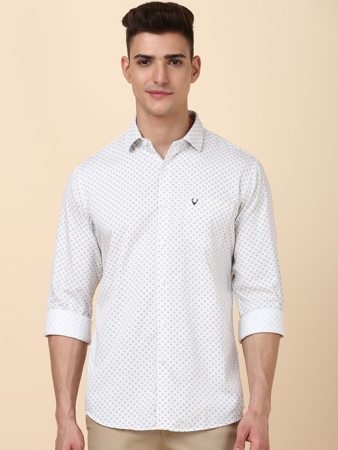 

Allen Solly Men Slim Fit Micro Ditsy Printed Casual Shirt, White