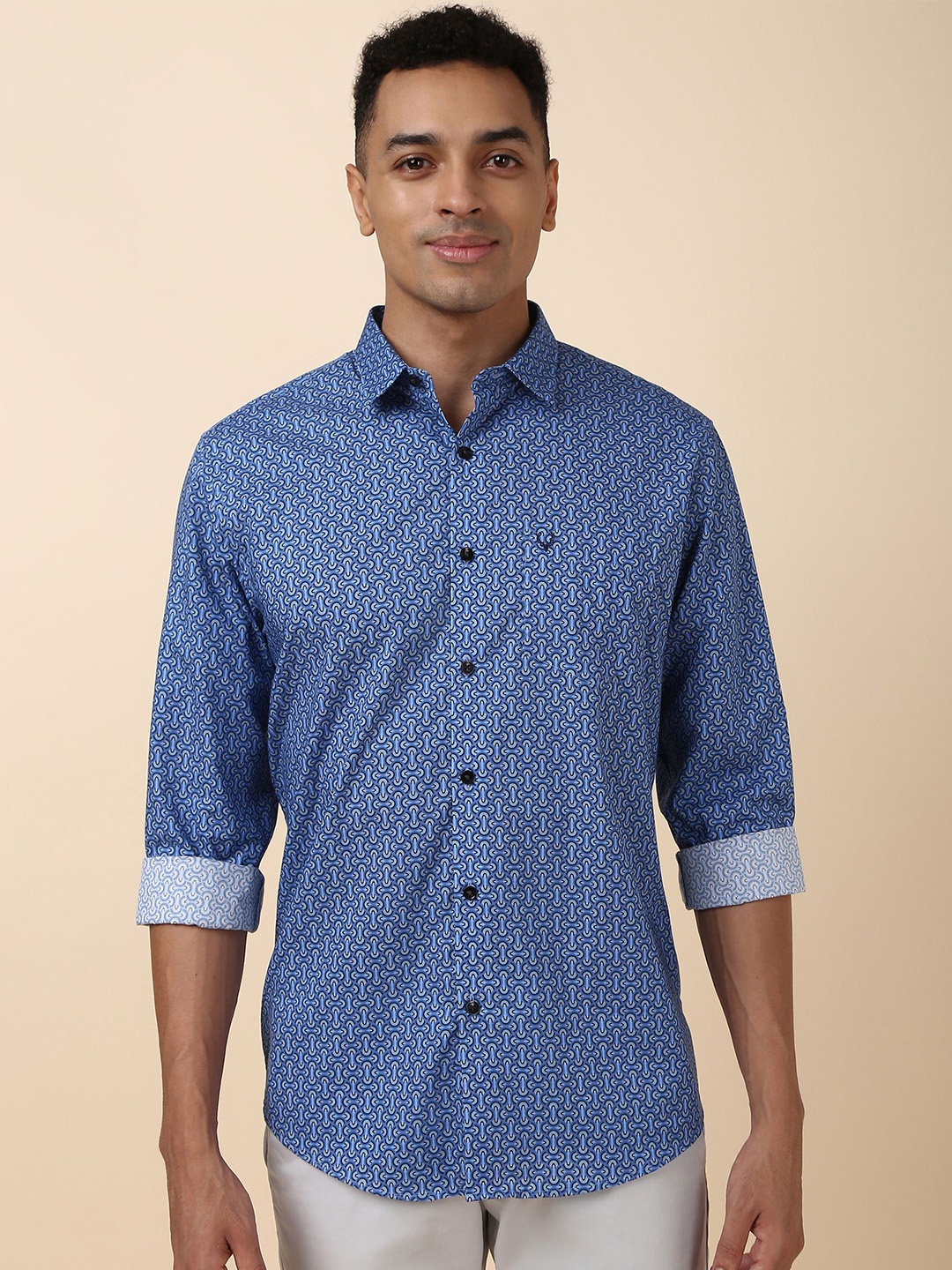

Allen Solly Men Slim Fit Micro Ditsy Printed Casual Shirt, Blue