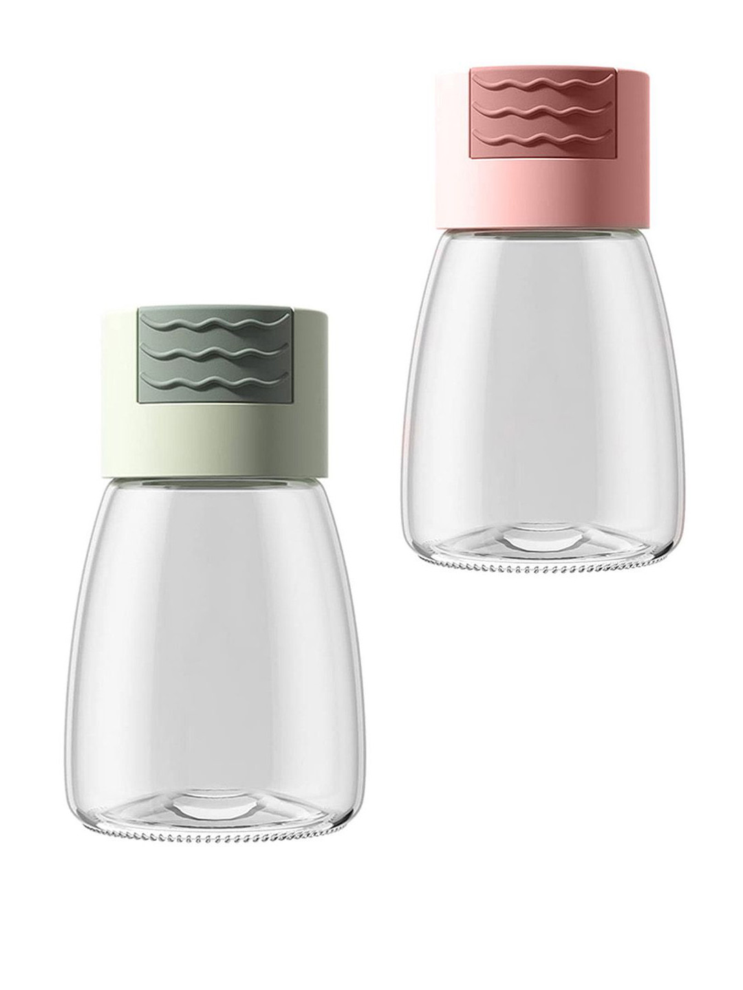 

P-Plus International Transparent & Grey 2 Pieces Glass Seasoning Jars With Lid