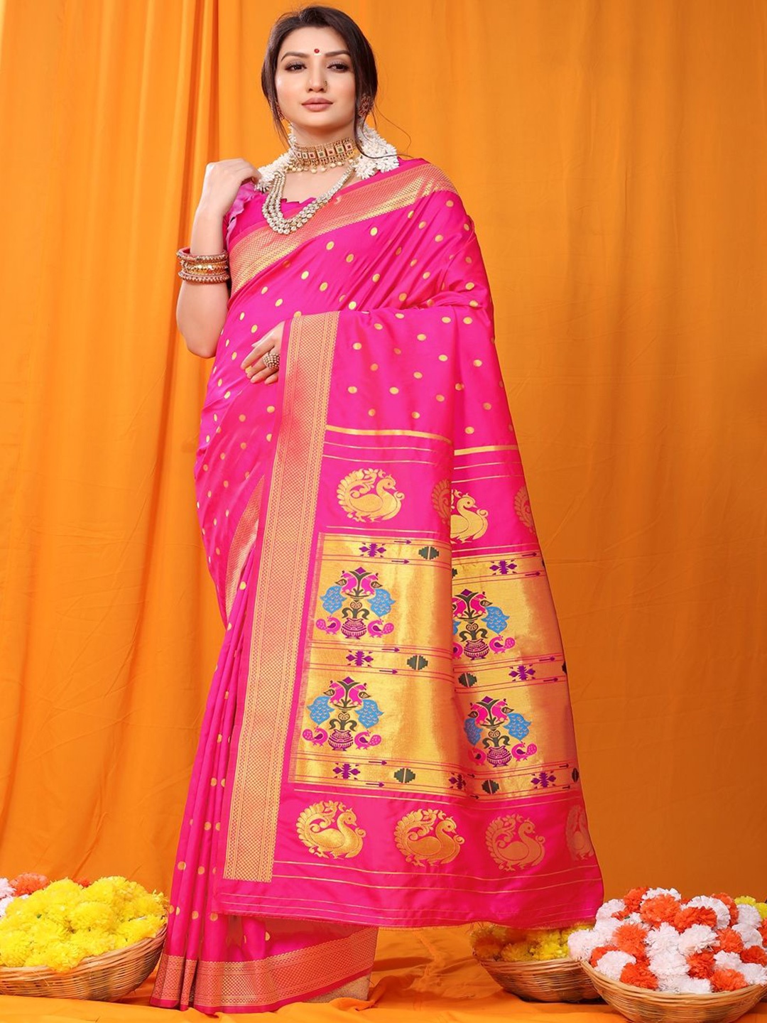 

SGF11 Woven Design Zari Kanjeevaram Saree, Pink