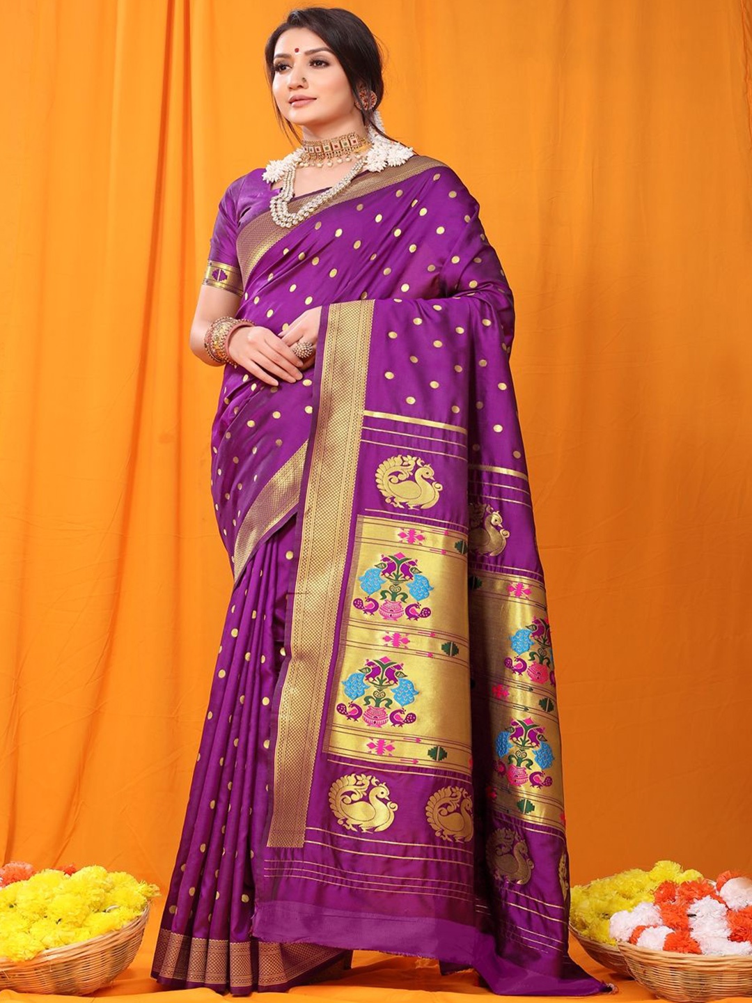 

SGF11 Woven Design Zari Kanjeevaram Saree, Purple