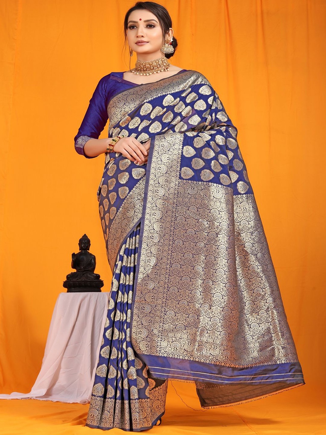 

SGF11 Woven Design Zari Kanjeevaram Saree, Blue